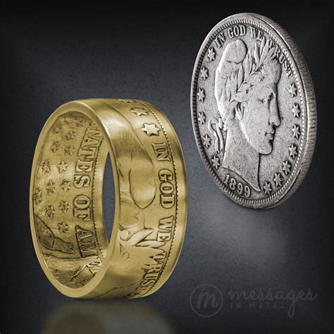 Barber Gold Plated Half Dollar Handcrafted Ring Custom Coin Rings Rings Made From Coins