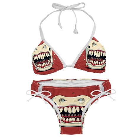 Tiny Teeth Swimsuit Women Bikini Set With Detachable Sponge Adjustable Strap Two Pack Ideal