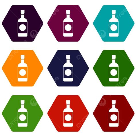 Japanese Sake Vector Design Images Japanese Sake Icon Set Many Color Hexahedron Isolated On