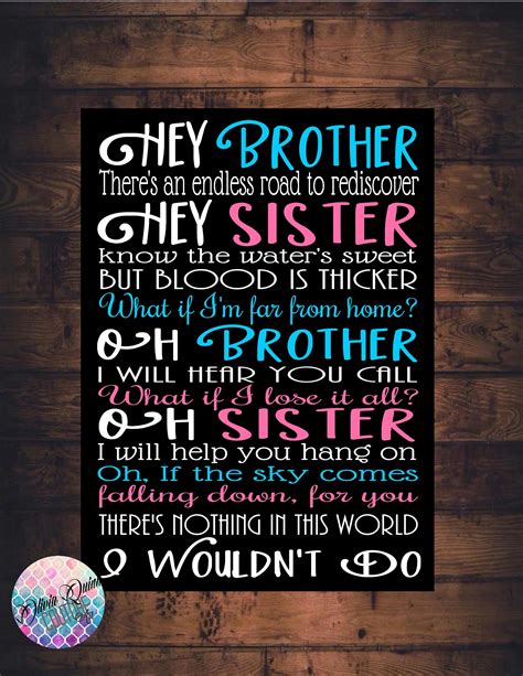 AVICII Hey BROTHER Lyrics SONG Art Print Canvas