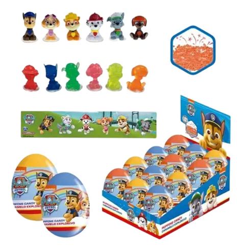 Pack 12 Huevos Sorpresas Paw Patrol 2d Stikers Caramelo