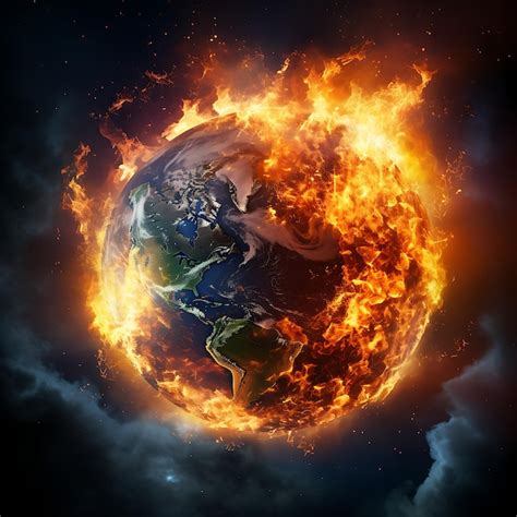 Premium Photo Planet Earth On Fire In Outer Space View