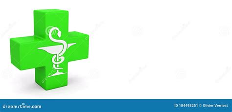 Pharmacy Green Cross Caduceus Pharmacist Drugstore Stock Illustration