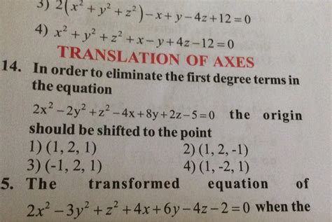 The Point At Which The Axes Are Translated To Remove First Degree Terms Islist Ilist Ii A X