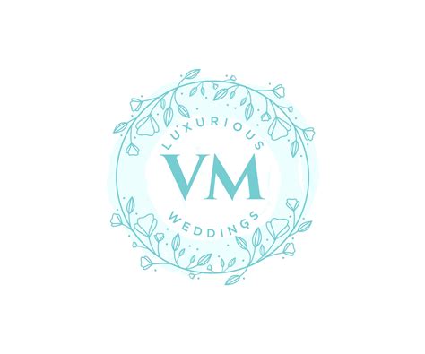 Plantilla De Logotipos De Monograma De Boda Con Letras Iniciales Vm