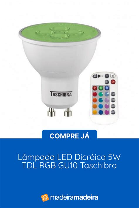 Lâmpada LED Dicróica 5W TDL RGB GU10 Taschibra RGB MadeiraMadeira