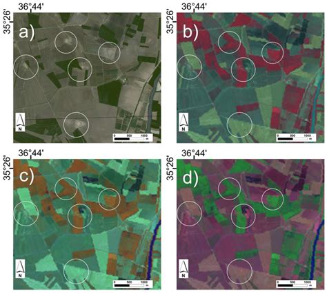 A Spot Images B Combinations Of Spectral Bands From Landsat