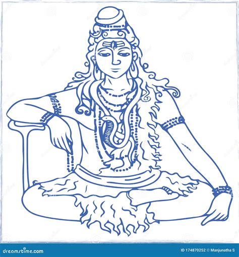 Drawing or Sketch of Lord Shiva Outline Vector Illustration. Design ...