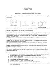 Experiment Oxidation Of Alcohols And IR Spectroscopy In Course Hero