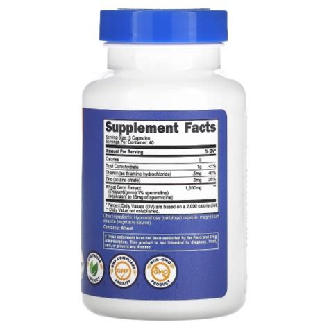 Nutricost Spermidine Wheat Germ 1 500 Mg 120 Capsules 5 Mg Per