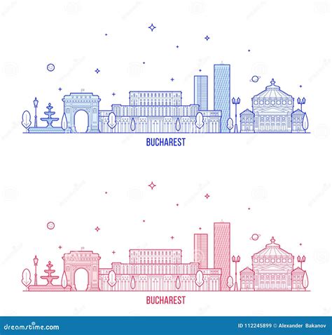 Bucharest Skyline Silhouette. Cartoon Vector | CartoonDealer.com #263801637