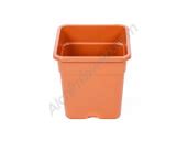 Vente de Pots carrés Vega de couleur Terre cuite avec soucoupe