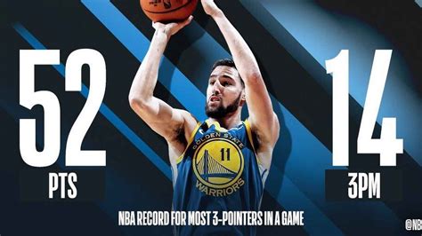 Klay Thompson Récord Nba 14 Triples En 27 Minutos Y Los Warriors En Racha