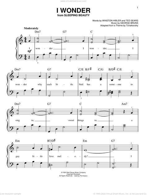 I Wonder Sheet Music Easy For Piano Solo Pdf Interactive