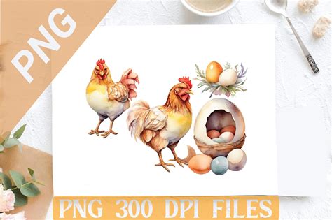 Watercolor Chicken Egg Png Clipart Graphic By Design Store · Creative