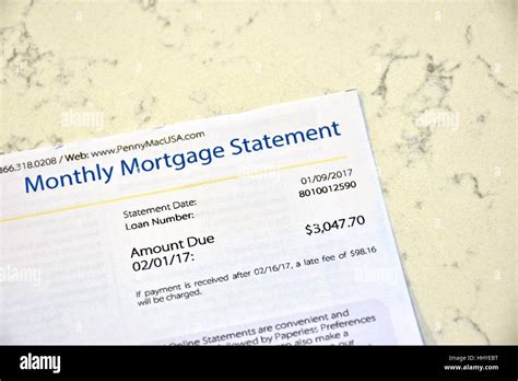 A Monthly Mortgage Statement Containing A Detailed Breakdown Of The