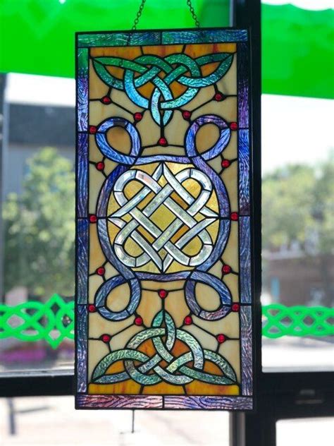 Vertical Celtic Stained Glass Window Celtic Stained Glass Stained Glass Diy Stained Glass