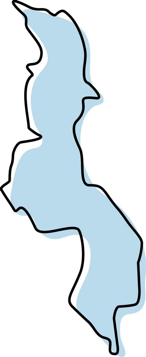 Stylized Simple Outline Map Of Malawi Icon Blue Sketch Map Of Malawi