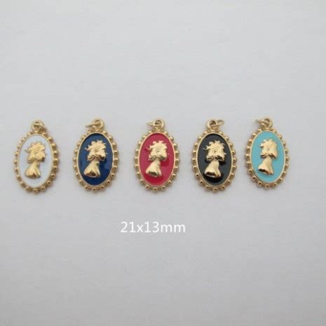 5 Pcs Pendentif Acier Inoxydable Perles Bleues