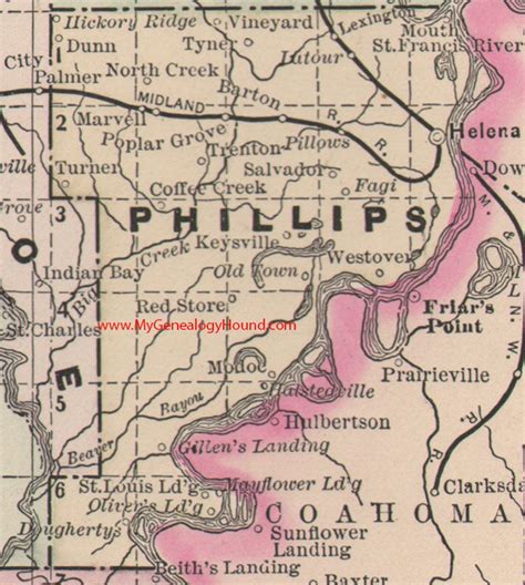 Phillips County, Arkansas 1889 Map | Arkansas, Map, County