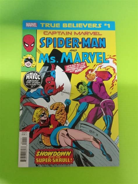 True Believers Captain Marvel Spiderman And Ms Marvel 1 Gil Kane Cover Art Marvel