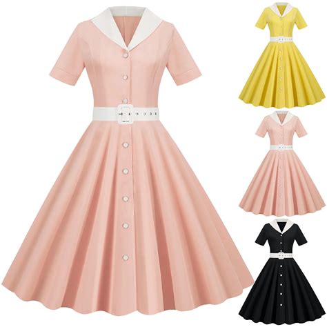 Women Pin Dress Retro Vintage 50s Rockabilly Vintage Dresses 50s 60s