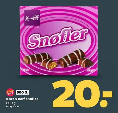 Karen Volf snøfler tilbud hos Netto