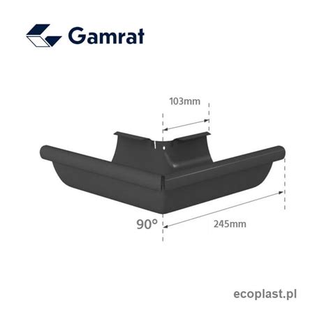 GAMRAT STALGAM czarny Narożnik 125mm ZEWNĘTRZNY kąt 90 ECOPLAST