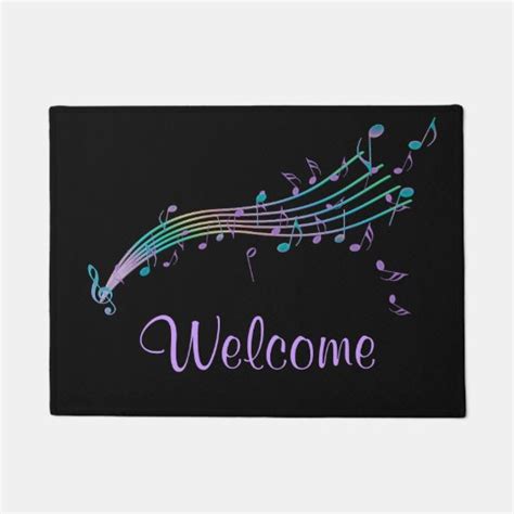 Colorful Music Notes Black Welcome Mat | Zazzle.com