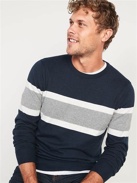 Old Navy Chest Stripe Crew Neck Sweater For Men