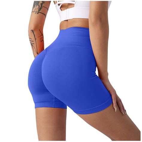 Deholifer Womens Yoga Shorts Butt Lifting Booty Seamless Scrunch Butt Gym Shorts High Waist