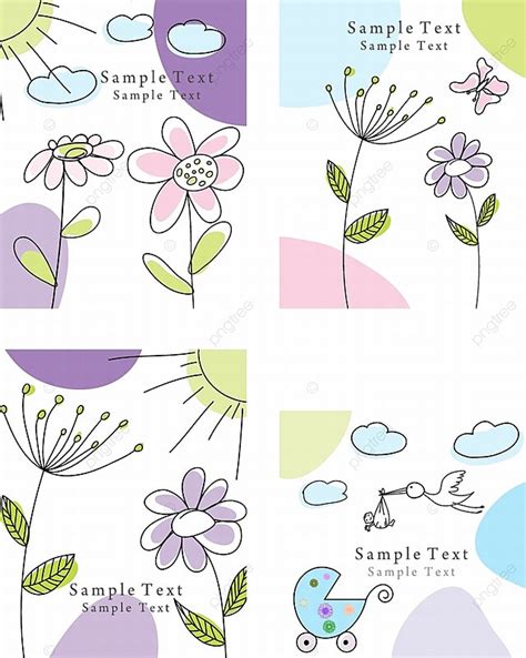 Set Of Four Vector Greeting Cards For Design Use Banner Template ...