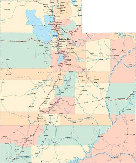 Digital Utah State Map In Multi Color Fit Together Style To Match Other States