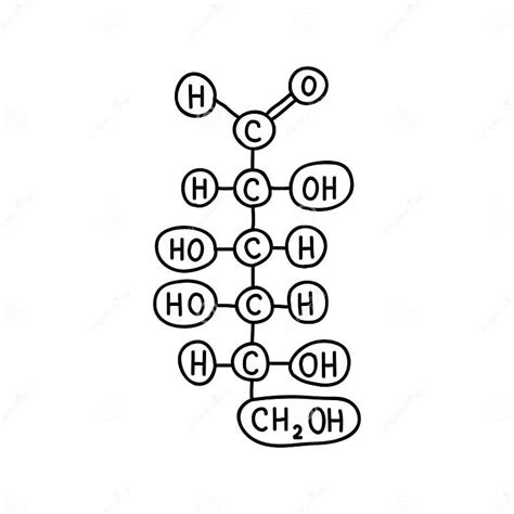 Carbohydrate Galactose Chemical Formula Doodle Icon Vector Illustration Stock Illustration