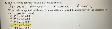 Solved The Following Four Forces Act On A 4 00kg