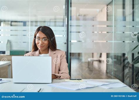 Professional Business Woman Employee Working On Computer In Office