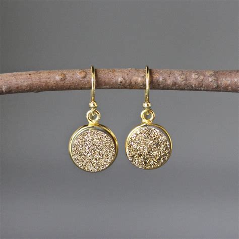 Gold Druzy Earrings Druzy Quartz Earrings Gold Vermeil