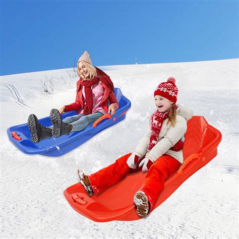 Snow Sled for Kids and Teens, SESSLIFE Plastic Sleds for Snow, Winter Fun Sleds for Kids Outdoor ...