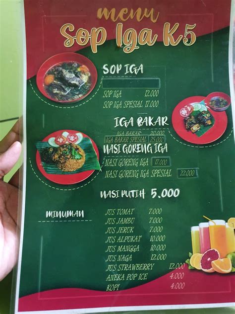 Menu At Sop Iga K Restaurant Bandung