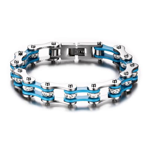 Bobijoo Jewelry Bracciale A Catena In Acciaio Moto Blu Bianco