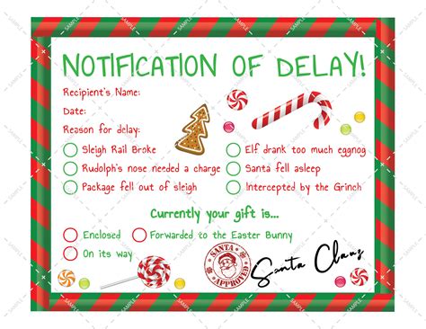 Delayed Christmas Gift Letter From Santa Notification Of Etsy Australia