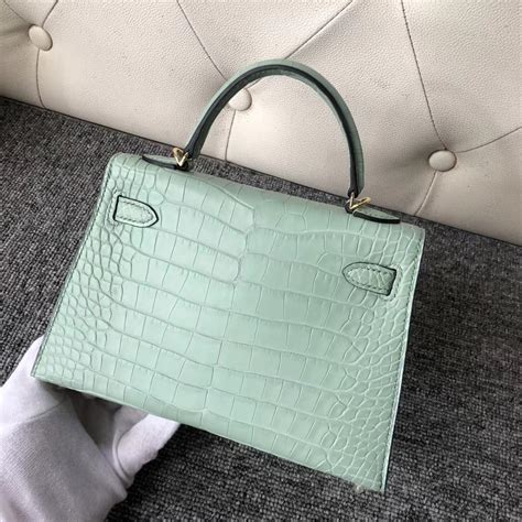 Kuwait Hermes Kelly Mini 2代 Matte Alligator Crocodile 6u新薄荷绿 Vert Deau