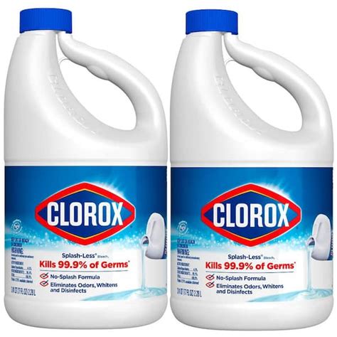 Clorox 77 Fl Oz Splash Less Regular Concentrated Disinfecting Liquid Bleach Cleaner 2 Pack C