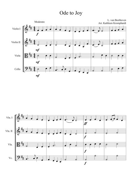 Ode To Joy Theme From Beethovens 9th Symphony Sheet Music L Van