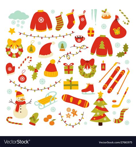 Winter And Christmas Related Objects Royalty Free Vector