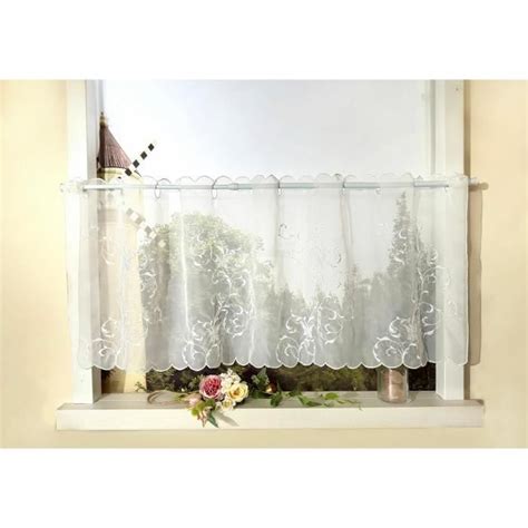 Rideau Brise Bise Transparent En Voile Motif Floral Avec Broderie