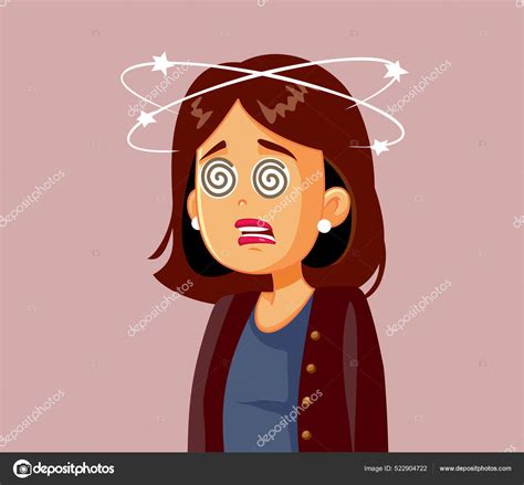 Dizzy Woman Feeling Sick Vector Cartoon Illustration Stock Vector By