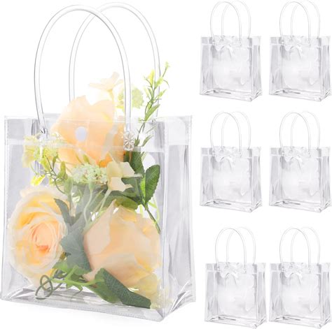 Amazon Besarme Pack Clear Gift Bags With Handle Reusable