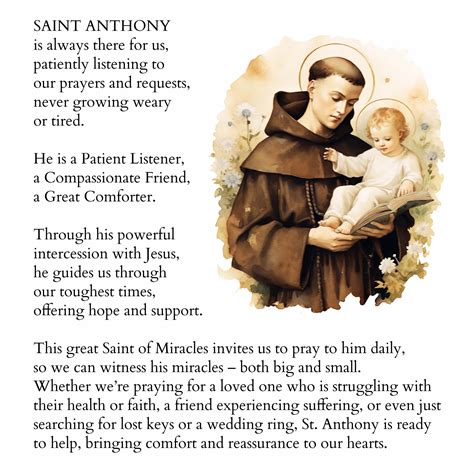 Unfailing Prayer To St Anthony Printable St Anthony Of Padua Prayer