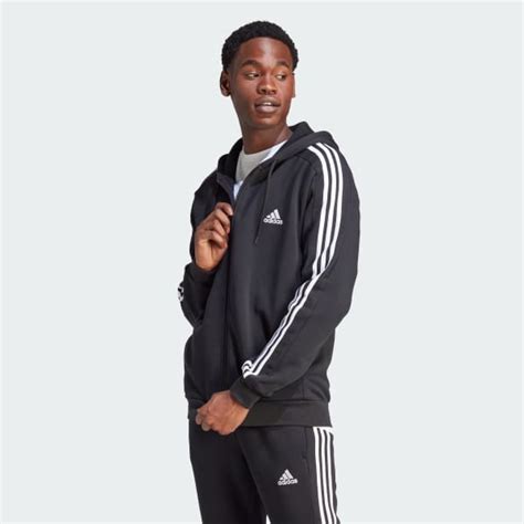 Adidas Mens Lifestyle Essentials Fleece 3 Stripes Full Zip Hoodie